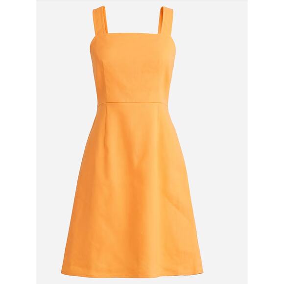 J. CREW Squareneck A-line dress in stretch linen blend Orange Dress // 14 BI707 - Picture 1 of 11